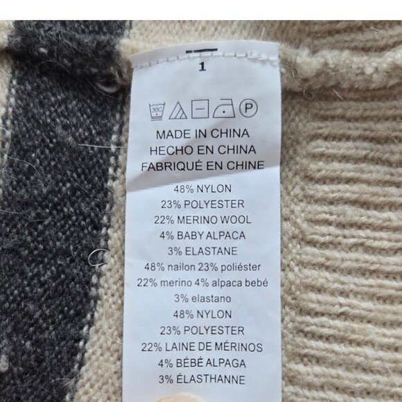 Michael Kors Womens Medium Striped Cowl Neck Sweater Wool Blend Tunic Length - Picture 7 of 8